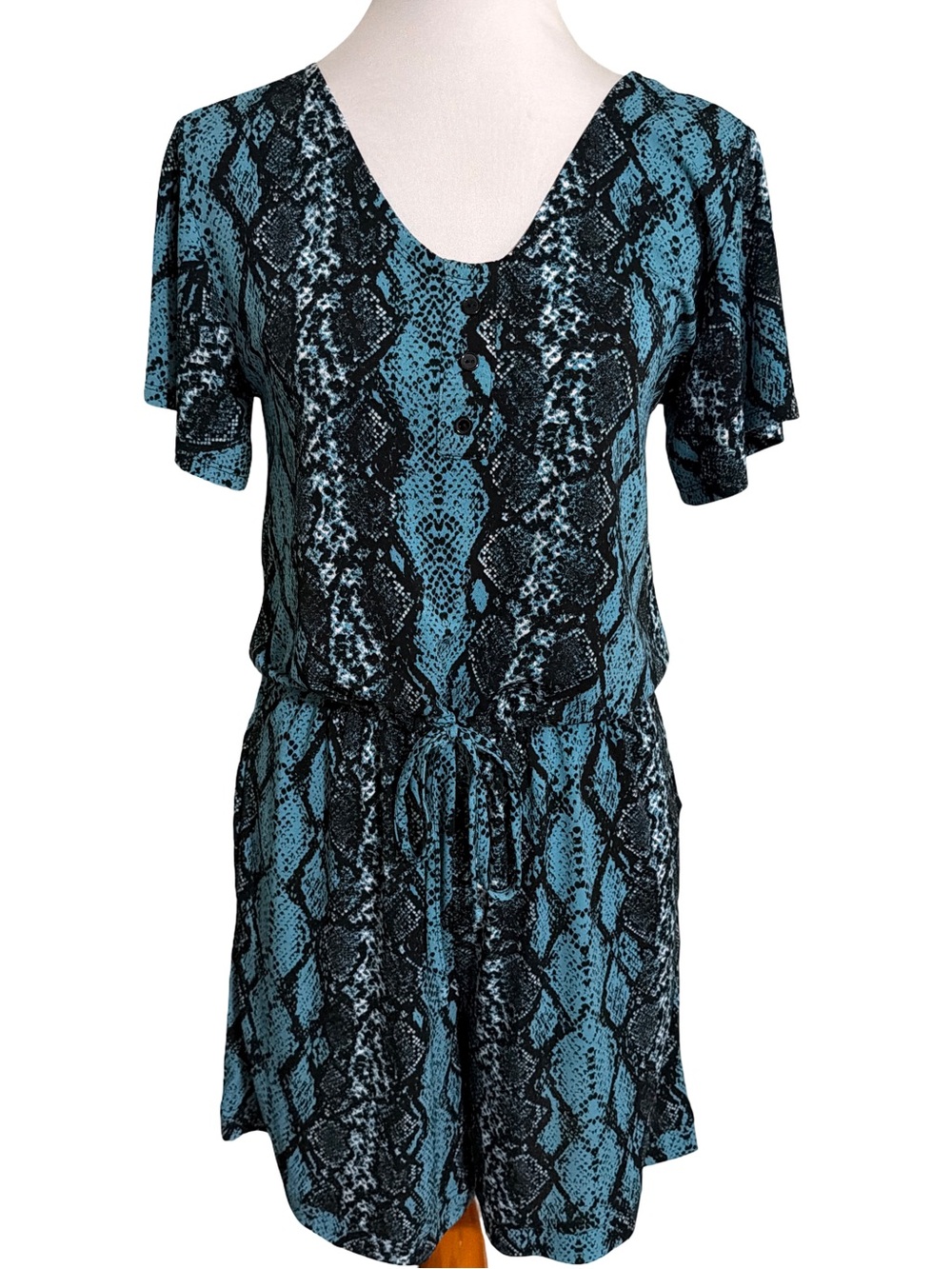 LuLaRoe Teal Black Snake Print Romper